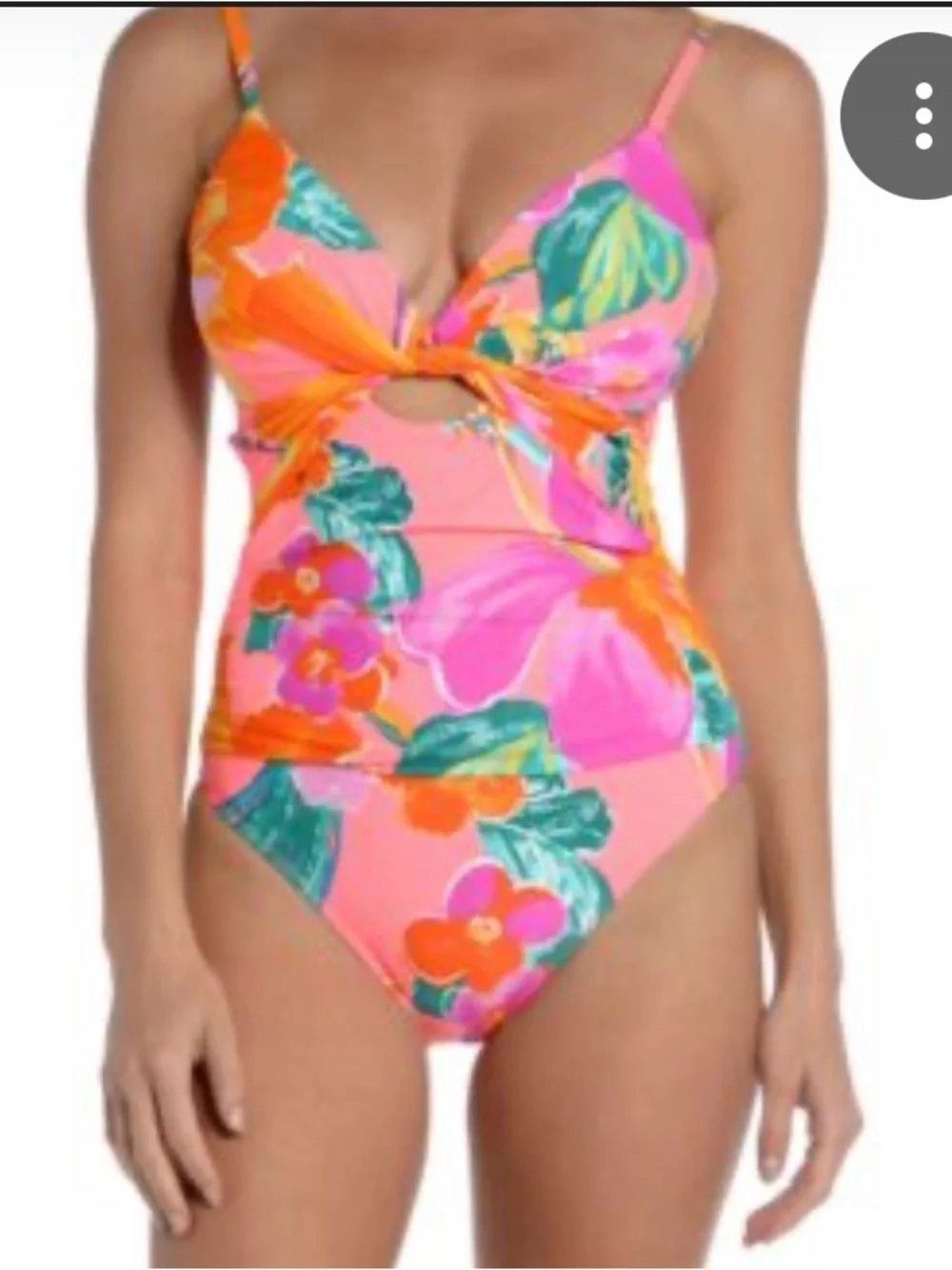 La Blanca Isla Del Sol Floral Twist-Front One-Piece Swimsuit,  Size 14. - Picture 2 of 9